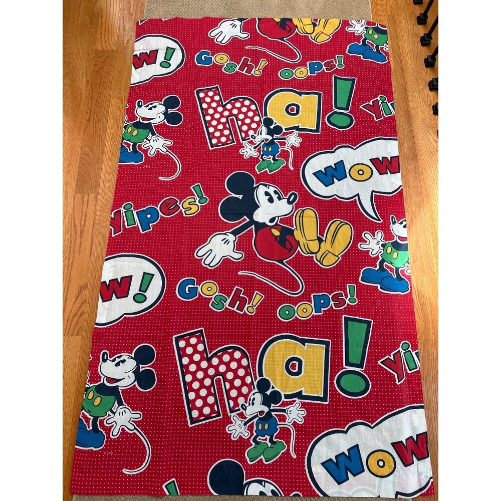 Vintage Walt Disney Mickey Mouse 80s Curtain Panels 64x38 Lot of 4‎